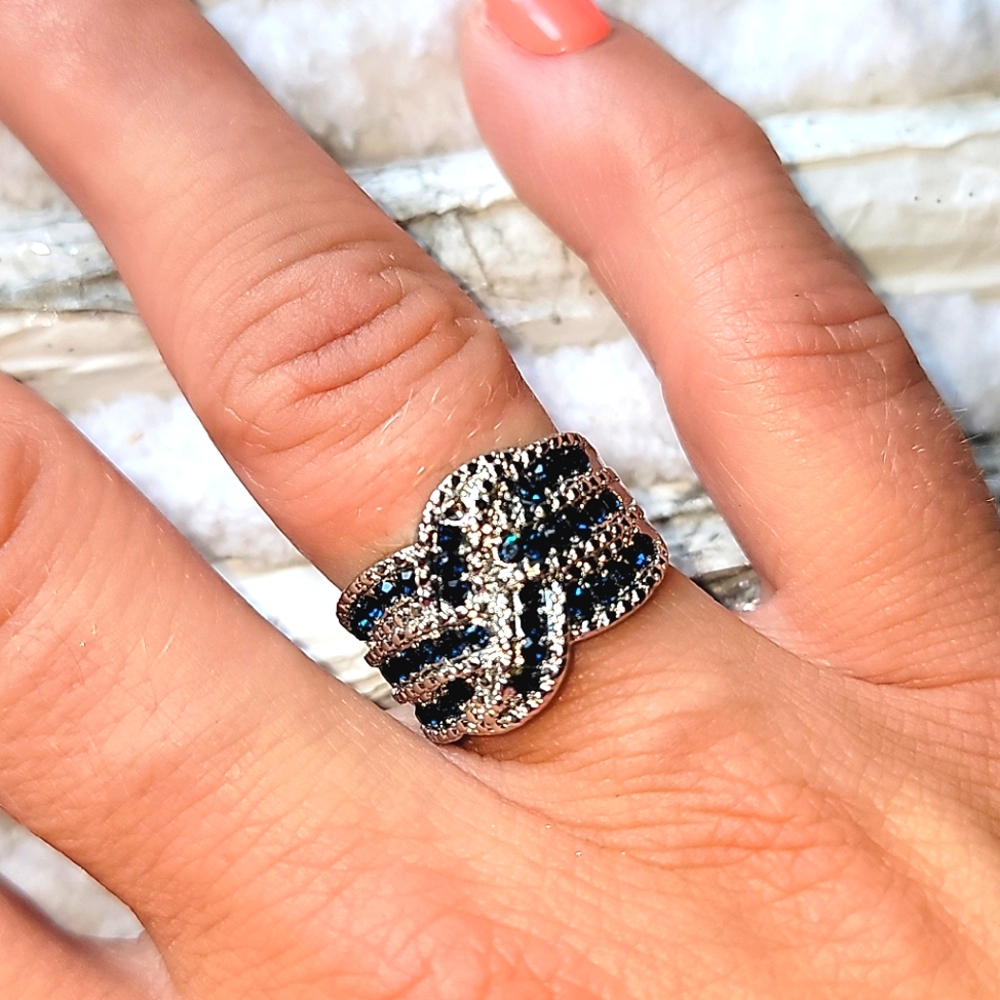 💎Blue Sapphire Sterling Silver Fashion Statement - Picture 1 of 6